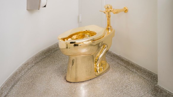 Maurizio Cattelan's America is a solid gold, fully functioning toilet that was installed in the Guggenheim Museum in 2016. The museum's curator has offered it to the Trumps for use in the White House.  