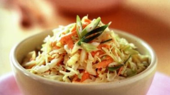 Cabbage, carrot and cucumber slaw