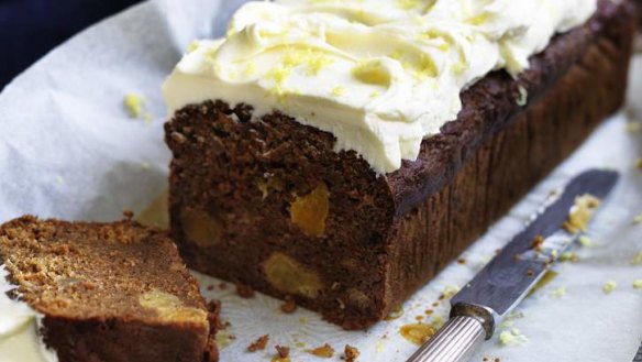 Honey carrot cake with lemon cream cheese icing.