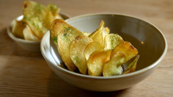 Go-to dish: Blood butter with potato crisps, chive and bay.