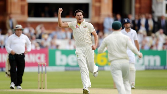Licking his lips: Mitchell Starc.