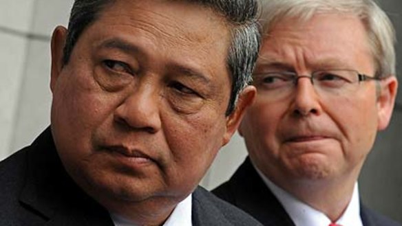 Indonesian President Susilo Bambang Yudhoyono and Australian Prime Minister Kevin Rudd present a united front at Parliament House in Canberra this week.