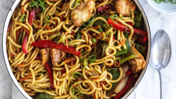 Adam Liaw's easy, flavour-packed chicken lo mein.