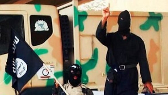 Two ISIL members pose for the camera.