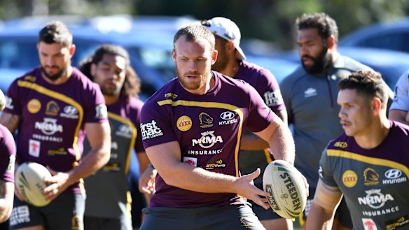 On comeback: Broncos forward Matt Lodge at training.