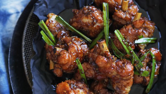 Let the banquet begin: Crispy Chinese-style chicken legs.
