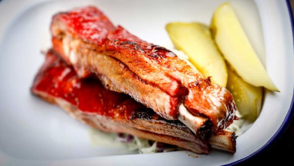 'Canadian pig candy': Pork ribs and pickles.