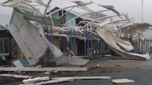Buildings were destroyed at Shute Harbour as Cyclone Debbie pounded Airlie Beach.
