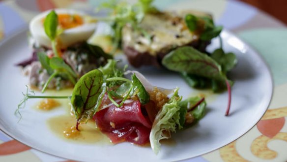 Triple threat: Deconstructed nicoise salad, with tuna done three ways.