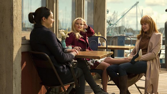 From left: Shailene Woodley, Reece Witherspoon, Nicole Kidman in <i>Big Little Lies</i>.