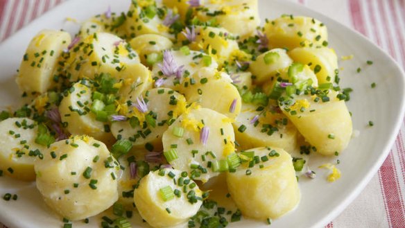 Lemony spuds: Kipfler potatoes with lemon and horseradish.
