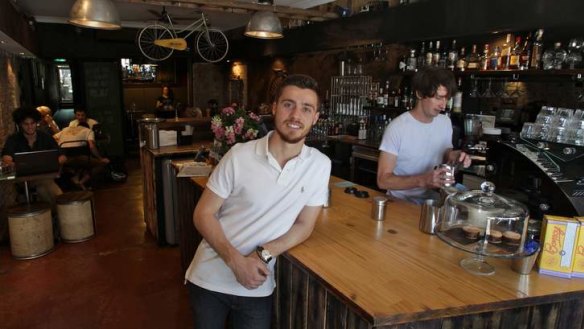 Latte life: Benjamin Terkalas at his cafe.