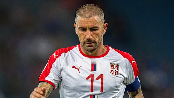 Drawing a blank: Serbia's Aleksandar Kolarov during their friendly loss to Chile.