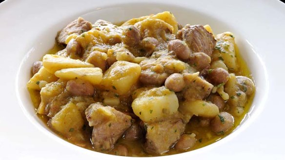 Potato, bean and lamb stew.