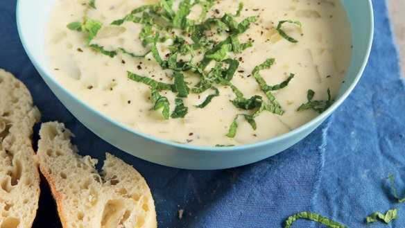 A tangy, yoghurt and lemon flavoured soup, with barley to satisfy hunger.