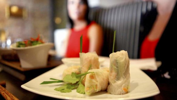 The king prawn and chicken rice paper rolls at Birdcage.