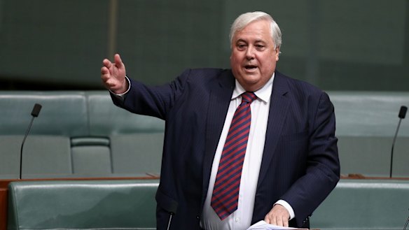 Palmer United Party leader Clive Palmer in the House of Representatives on Tuesday.
