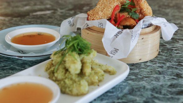 Sesame prawn toast and salt and pepper squid. 