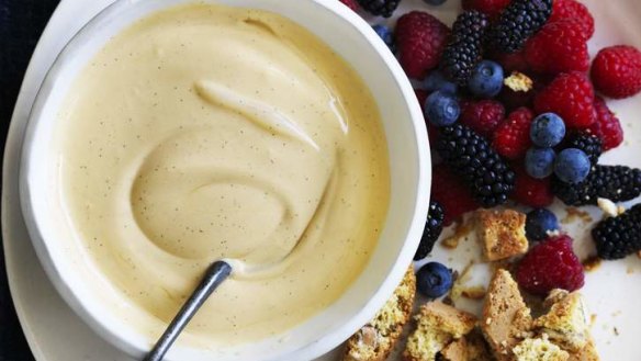 Vanilla bean zabaglione with berries.