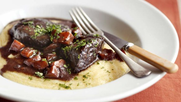 Slow-cooked venison in a rich, dark sauce