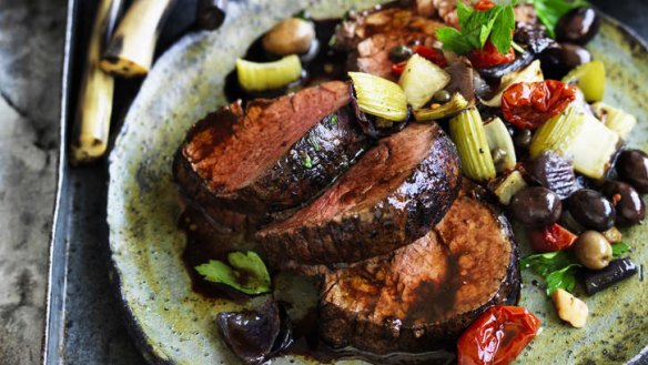 Fruity: Beef with fennel caponata.