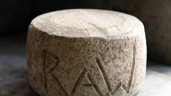 A wheel of Bruny Island Raw Milk C2 cheese.