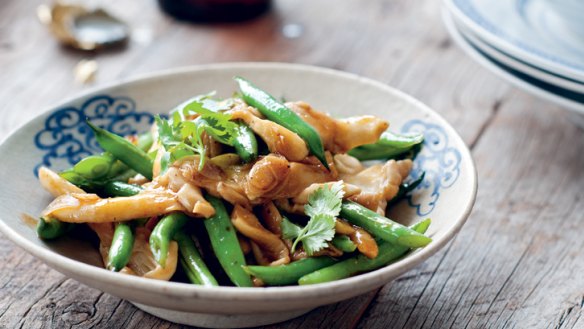 Green beans stir-fried with oyster mushrooms, from Luke Nguyen's The Food of Vietnam (Hardie Grant).