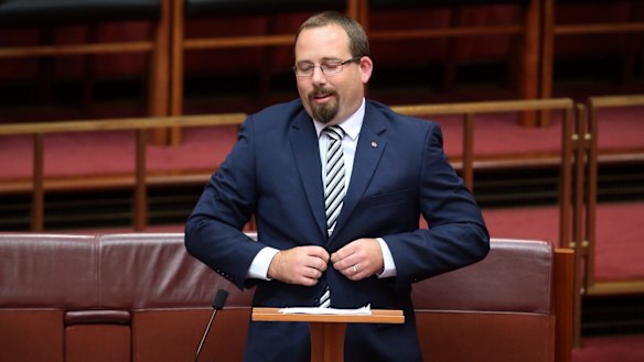 Senator Ricky Muir in the Senate on Thursday.