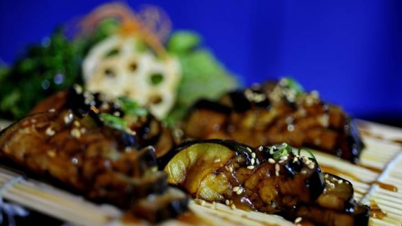 Deep-fried eggplant with mild miso sauce at Iori.