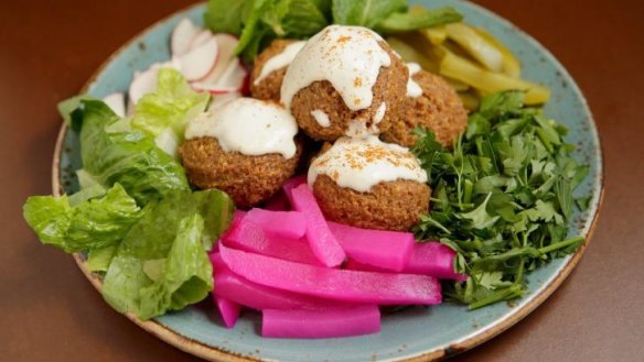 The falafel hot plate at Tahini.