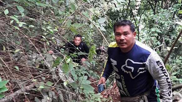 Members of the birds' nest team have been tasked with finding holes in the mountain range above Tham Luang cave so that the boys can be evacuated.
