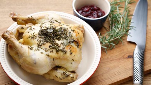 Arabella Forge's roast chicken with sweet cherry sauce.