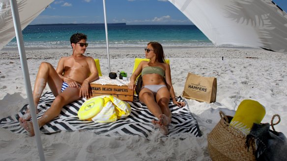 Hyams Beach Hampers: Everything you might need for a decidedly fancy day at the seaside.