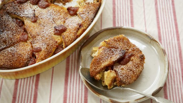 Tea-time treat: Quince bread and butter pudding.