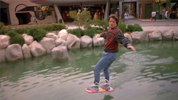 Marty McFly's hoverboard. The one's being sold don't work anything like this. 