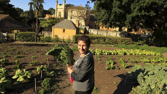 Colonial cuisine: Food expert Jacqui Newling in the kitchen garden at Vaucluse House.
