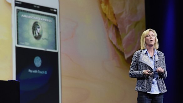 Jennifer Bailey, vice-president of Apple Pay, takes the stage at WWDC 2015.