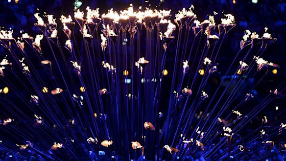 The petals and stems are lit.