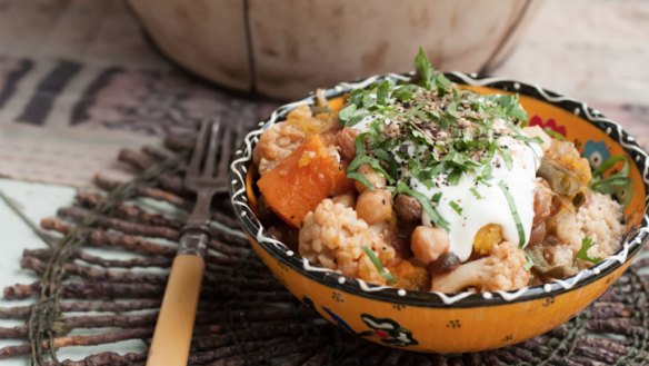 Serve this vegetable tagine with cous cous and yoghurt.