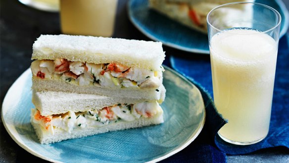 These delicate lobster sandwiches pair perfectly with Neil Perry's peach cocktails.
