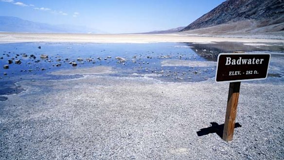 Swing low ... Badwater Lake in Death Valley.