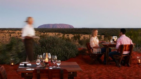 The intimate dining experience at Tali Wiru under the stars near Uluru.