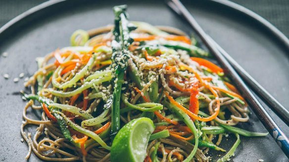 Deliciously tender: Broccoli stem noodles.