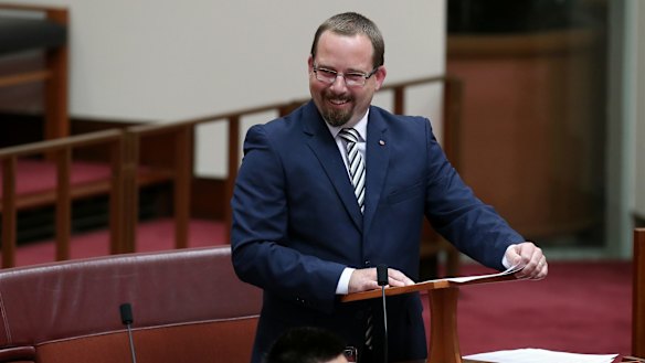 Senator Ricky Muir in the Senate on Thursday.
