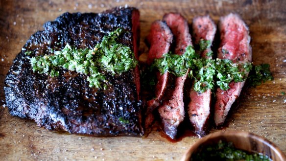 Skirt steak with chimichurri.