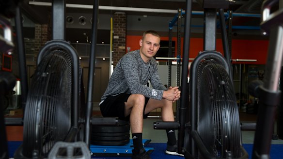Luke Champion in his Potts Point gym, has used the After Pay app, to buy sport equipment.