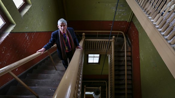 Museum Victoria chief executive Dr Patrick Greene on the stairs leading to the dome.