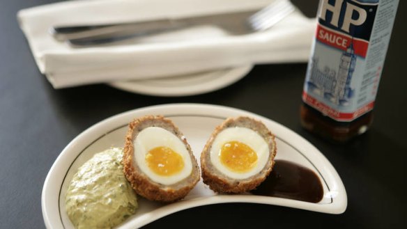 Pic shows the scotch eggs by Paul Wilson at the Middle Park Hotel for masterchef column. 24 February 2010. The Age Epicure. Pic by EDDIE JIM/ejz100224.002.005