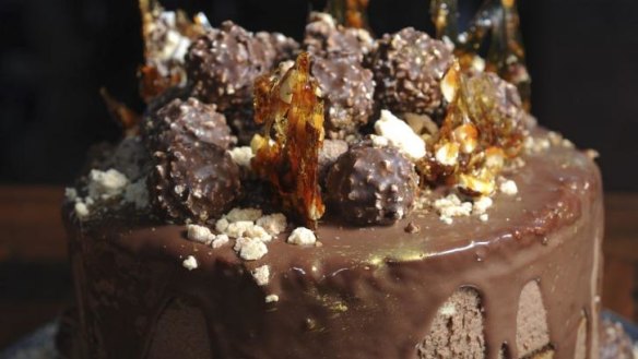 A Patissez caramel mud, Nutella mousse and Ferrero cake.  