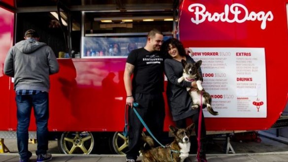 Joelle and Sascha Brodbeck with the much loved  BrodDogs van.
